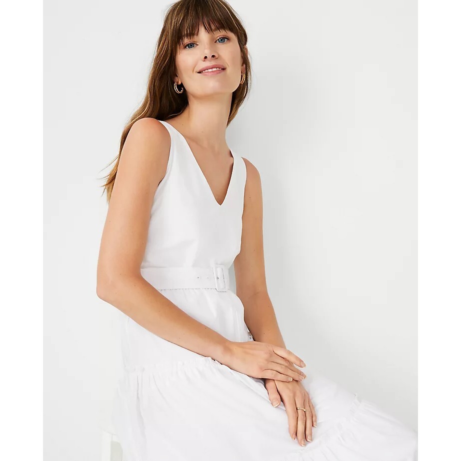 Ann Taylor Belted Flare Dress 10 | eBay