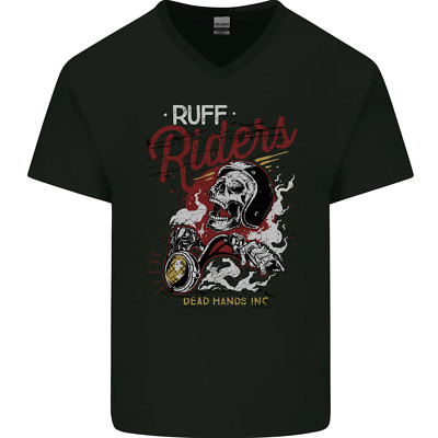 Biker Ruff Riders Motorrad Motorbike Herren V-Ausschnitt Baumwolle T-Shirt