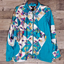 Vintage 90s Lavon Sport Windbreaker Multicolor Tropical Fish Womens Size Medium