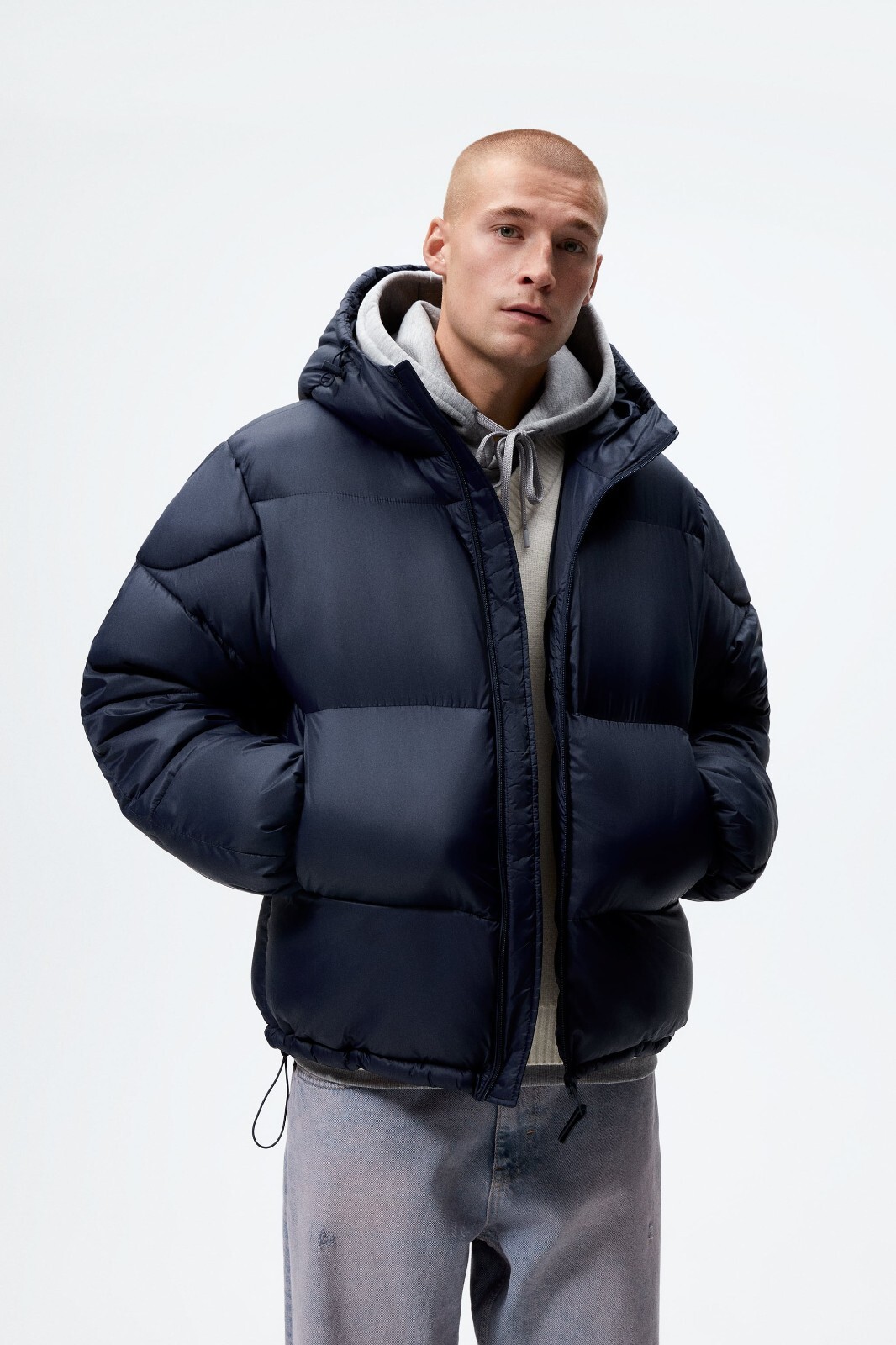 New Zara Water Repellent Puffer Jacket S Navy 5071/300 coat winter jeans shirt image 3