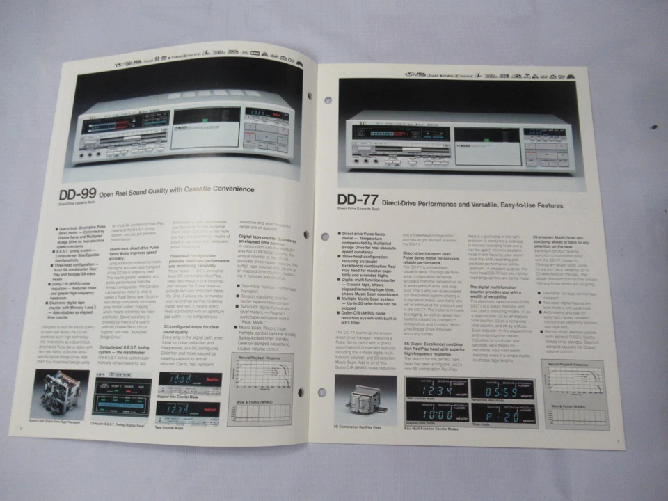 JVC Vintage Cassette Deck DD-99 DD-77 KD-D10 D-E3 D-M3  Catalogue Original Japan - Image 4 of 4