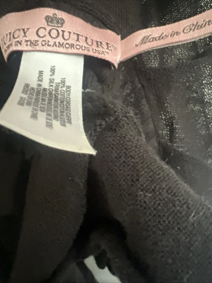 VINTAGE Juicy Couture Soft Black Cotton Chiffon Ruffle Long Circle Scarf - Image 4 of 4