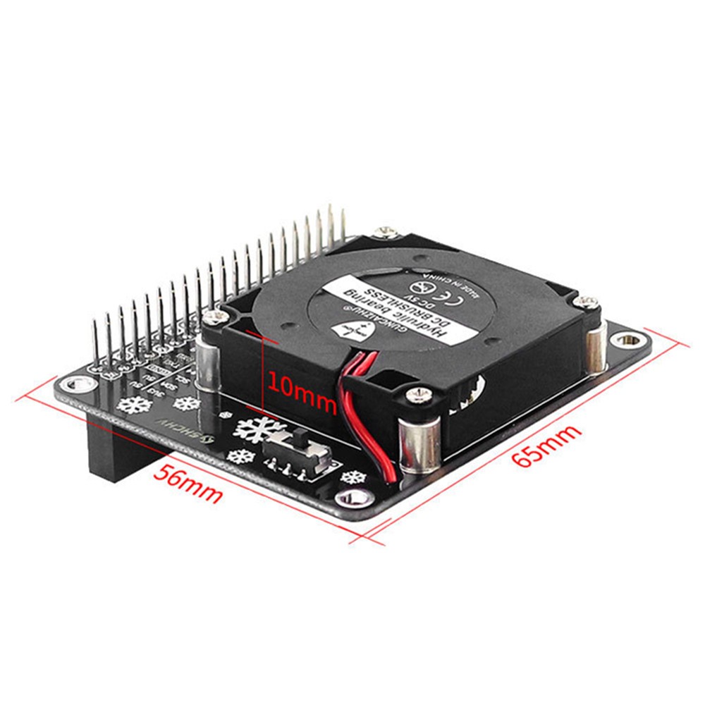 Low Noise GPIO Cooling Fan LED Light Mini Turbo Fan for Raspberry Pi 4B/3B+/3B l