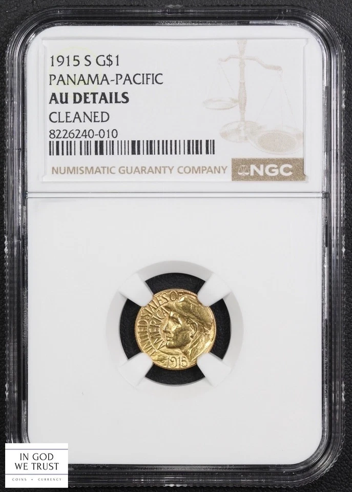 1915 S Panama-Pacific PAN-PAC Commemorative Gold One Dollar G$1 NGC AU Details - Image 3 of 4