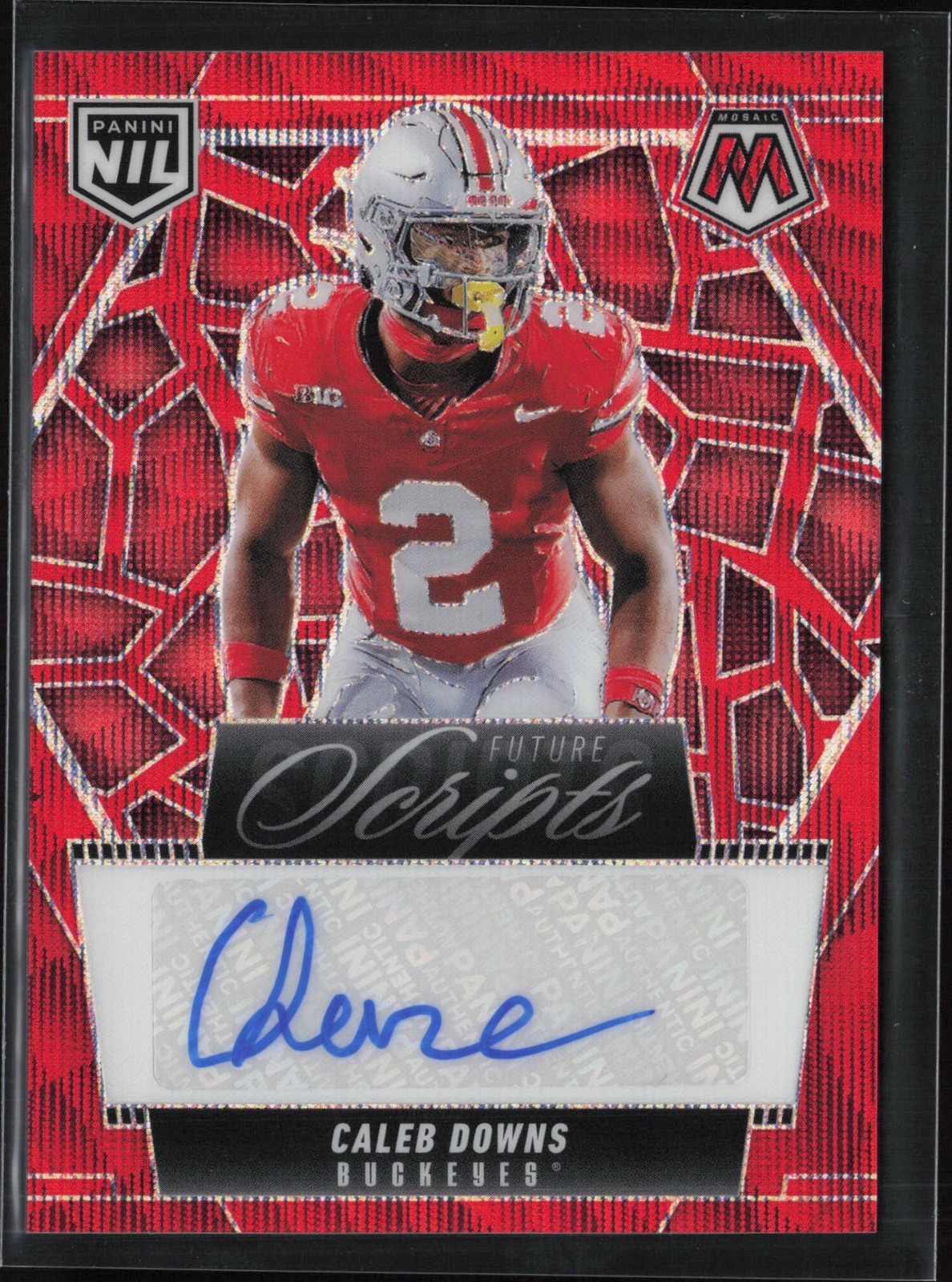 2025 Panini Mosaic #FSC-CDS Caleb Downs Future Scripts Red Wave