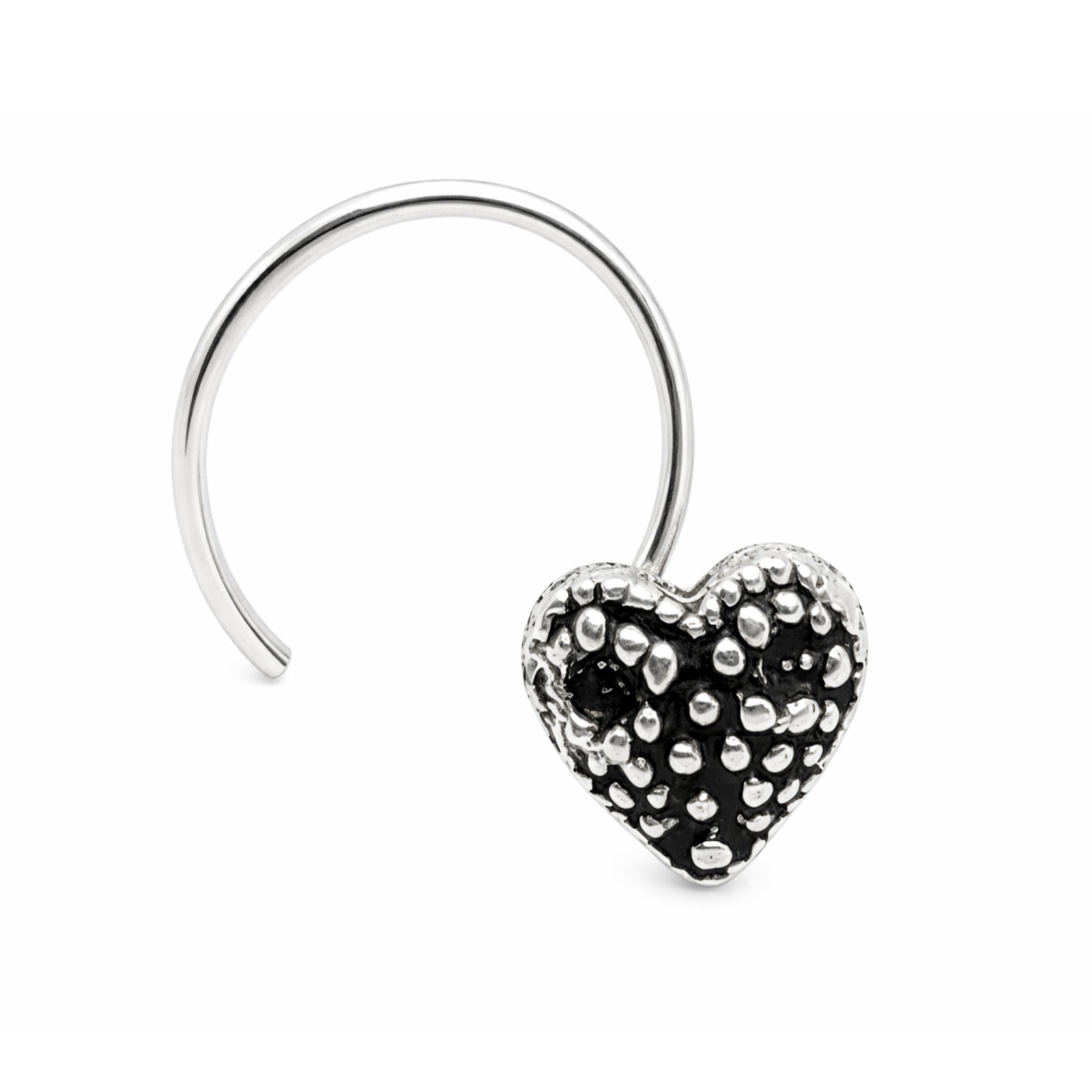 Strawberry Heart Nose Stud 925 Sterling Silver Curl Piercing Jewellery & Boxed