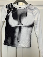 Brand New Long Sleeve Swim Top White With Bikini Print Design Size XS