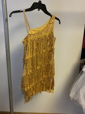 Revolution Dance Costume Gold sequin Fringe Adult Small