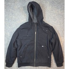 Lee Workwear Mens Black Sherpa Hooded Canvas Jacket Size Large Like Carhartt