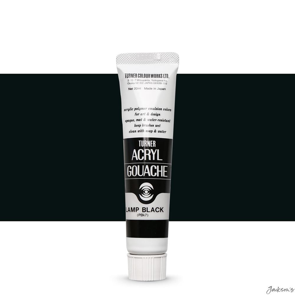 Turner Acryl Gouache Paint Acrylic 20ml Lamp Black Opaque Matte Finish
