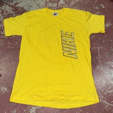 Nos Vintage 90s Nike Graphic T-Shirt Large Made In Usa Yellow