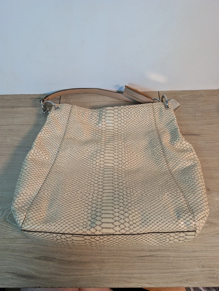 Bolso de Hombro Coach Cream Park Pitón Cuero Repujado Hobo F24383 Estampado Animal Foto 3 de 4