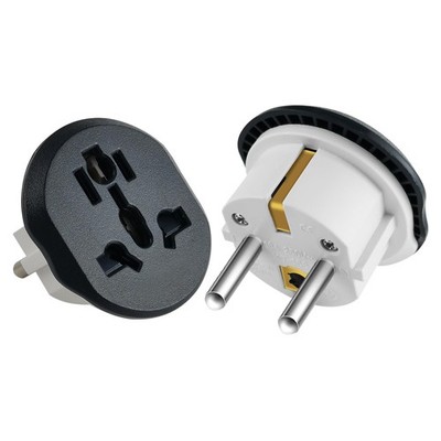 European Plug Adapter, US to 2 Pack Type E/F black