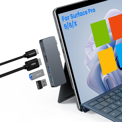 Surface Thunderbolt 4 Dock Dual Display (4K Hdmi+8K@30Hz Video+40Gbps Daten+100W