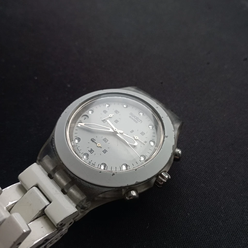 Raro Reloj Swatch Irony Diaphane De Colección Cronógrafo Fecha Suiza Foto 2 de 4