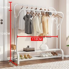 Heavy Duty Double Clothes Rail 120KG Load Clothes Rack for Bedroom Open Wardrobe