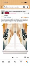 Boho Palm Leaves Swag Curtain Valance for Windows,Green Leaves Window Treatments