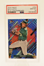 2025 Topps Finest #252 Nick Kurtz Blue Checkerboard 22/49 RARE PSA 10 Athletics