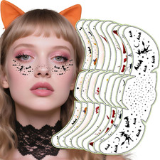 Halloween Party Favors - 9 Pack Black Bat Freckles Face Tattoos  Halloween Game