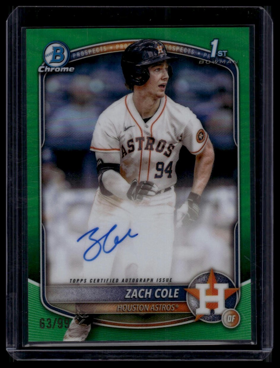 Auto 2025 Bowman Chrome #CPA-ZC Zach Cole Prospect Autographs Green #/99