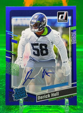 2023 RC AUTO Derick Hall BLUE Donruss Rated Rookie SEAHAWKS Super Bowl LX CHAMP
