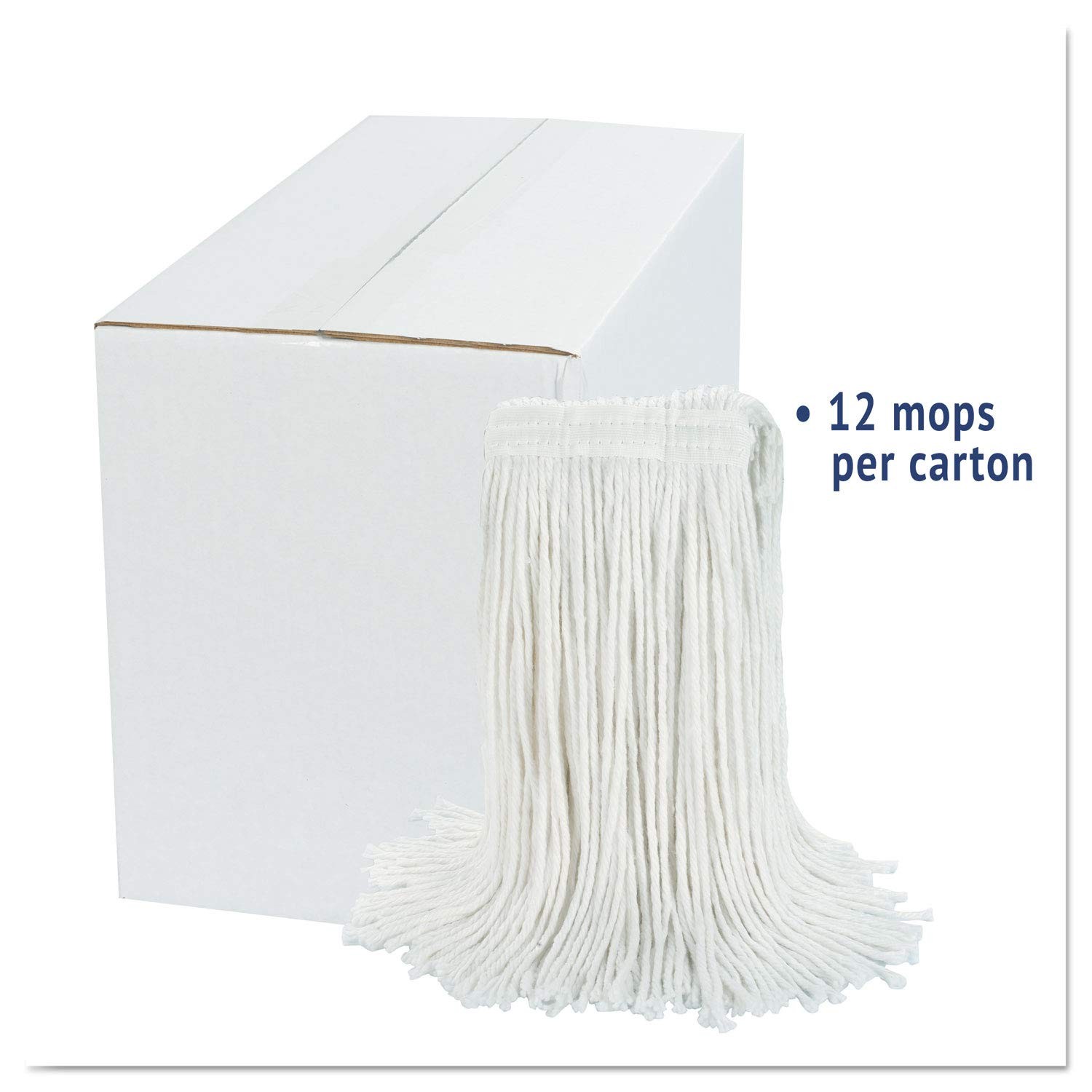 Boardwalk BWK2024RCT No. 24 Rayon Cut-End Wet Mop Head-White (12/Carton)