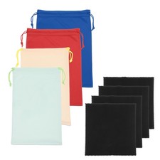 Ski Goggle Bag, Microfiber Bag with Cloth 4Pcs Blue/Red/Light Yellow/Light Green