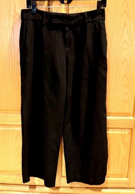 Strenesse Women s Black Cropped Wide Leg Dress Pants Wool Blend Stretch Size 4