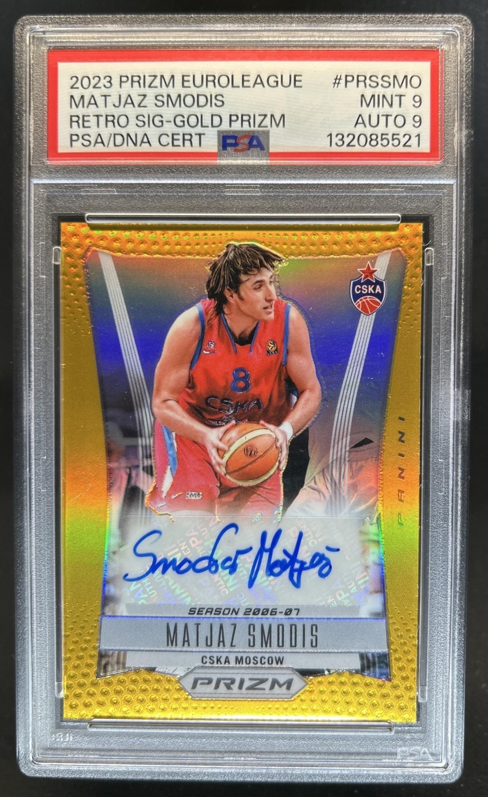 2023-24 Prizm Turkish Airlines EuroLeague Matjaz Smodis Gold Auto #/10 PSA 9