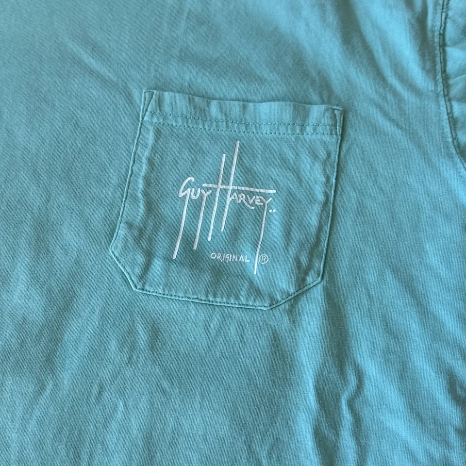 Guy Harvey Aftco Short Sleeve Tee Shirt Size Small Blue Green Marlin - Image 4 of 4