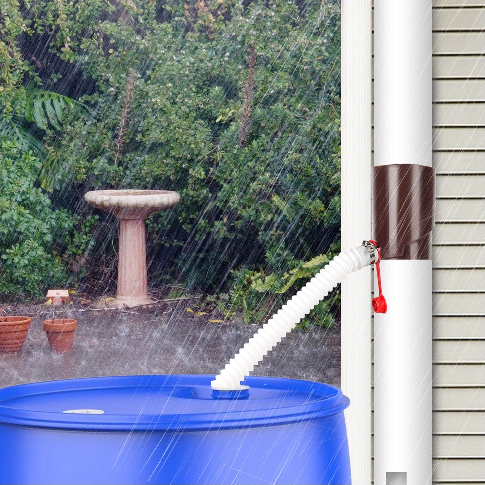 Rainwater Diverter Rainwater Collection System Plastic 8cm Round Downspout