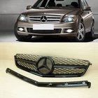 Fit Mercede BENZ W204 C-Class 2008-2011 Front Grille Shiny Black (only for C63)