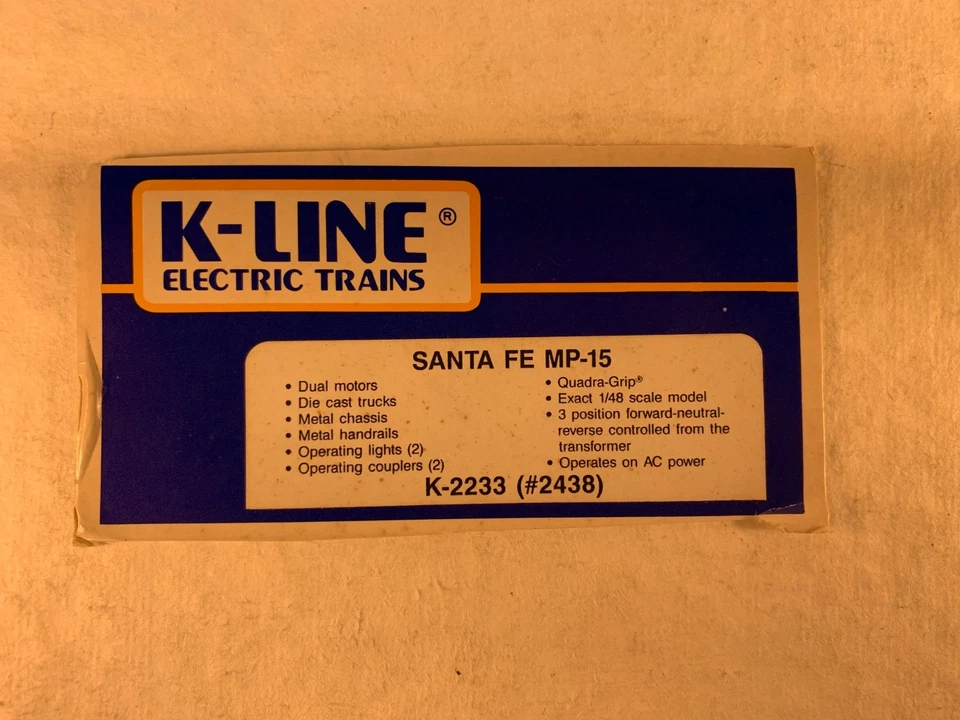 K-LINE 'O' GAUGE #K-2233, SANTA FE MP-15 DIESEL LOCOMOTIVE #2438 - Image 2 of 4