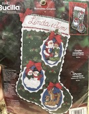 Bucilla Christmas Stocking Kit Romantic Couples Felt 85012 18" 2003 Snowman DIY