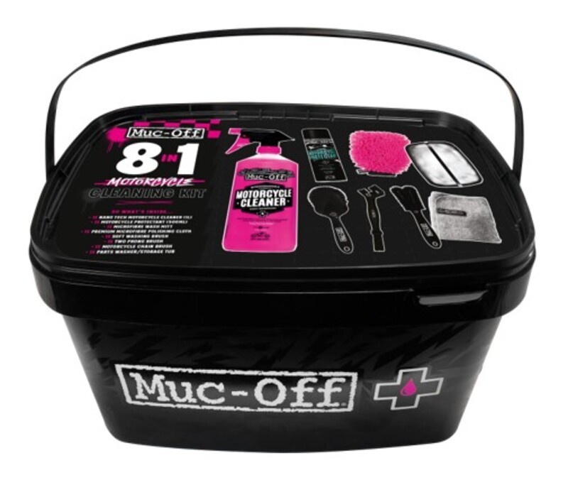 Kit nettoyage moto 8 en 1 Muc-Off avec brosses et nettoyant biodégradable pour l'entretien complet