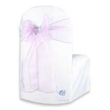 10 pcs Organza Chair Cover Bow Sash 108"x8" - Lavender - w/ Bow Covers wj