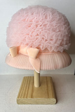 VTG MCM 1960s Womens Ladies Pink Sheer Tulle Pillbox Hat EXCELLENT