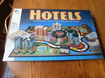 Vintage 1987 HOTELS Board Game Milton Bradley - 100% Complete Unpunched!