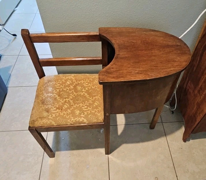 BEAUTIFUL Antique Art Deco Telephone Table/Gossip Bench 30s-50s