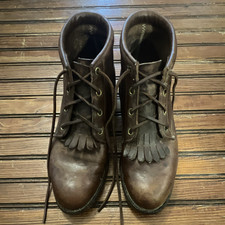 Vintage Justin L0661 Women 6.5 Brown Leather Lace Up Kiltie Western Roper Boots