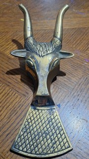 Vintage Brass Bootjack Long Horn Steer