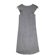 Ribbed Stretch High-Low Sleeveless Mini Dress Womens M Gray GOOD Artistic Flowy