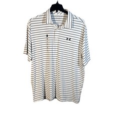 Under Armour Shirt NWT Mens XXL Black White Striped Playoff Polo Short Sleeve