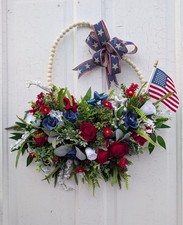 Patriotic wreaths for front door- Summer 4th Of July Wreath
