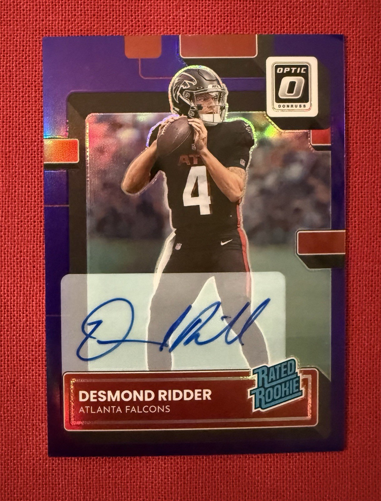 2022 Donruss Optic Desmond Ridder Rated Rookie Auto Purple Parallel /35 Falcons
