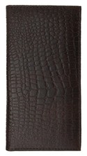 Brown Crocodile Design Basic Genuine Leather Checkbook Cover
