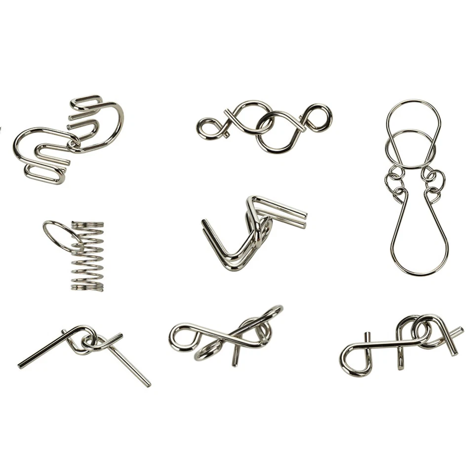 8 IN 1 Metal Craft Chinese Ring Puzzle IQ Brain Teaser Kid Adult Educational Toy - Image 3 of 4