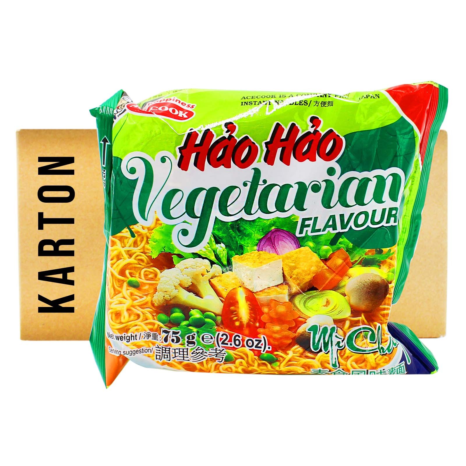 Acecook Hao Hao vegetarisch Instant Nudeln Nudelsuppe Veggie 30x75g