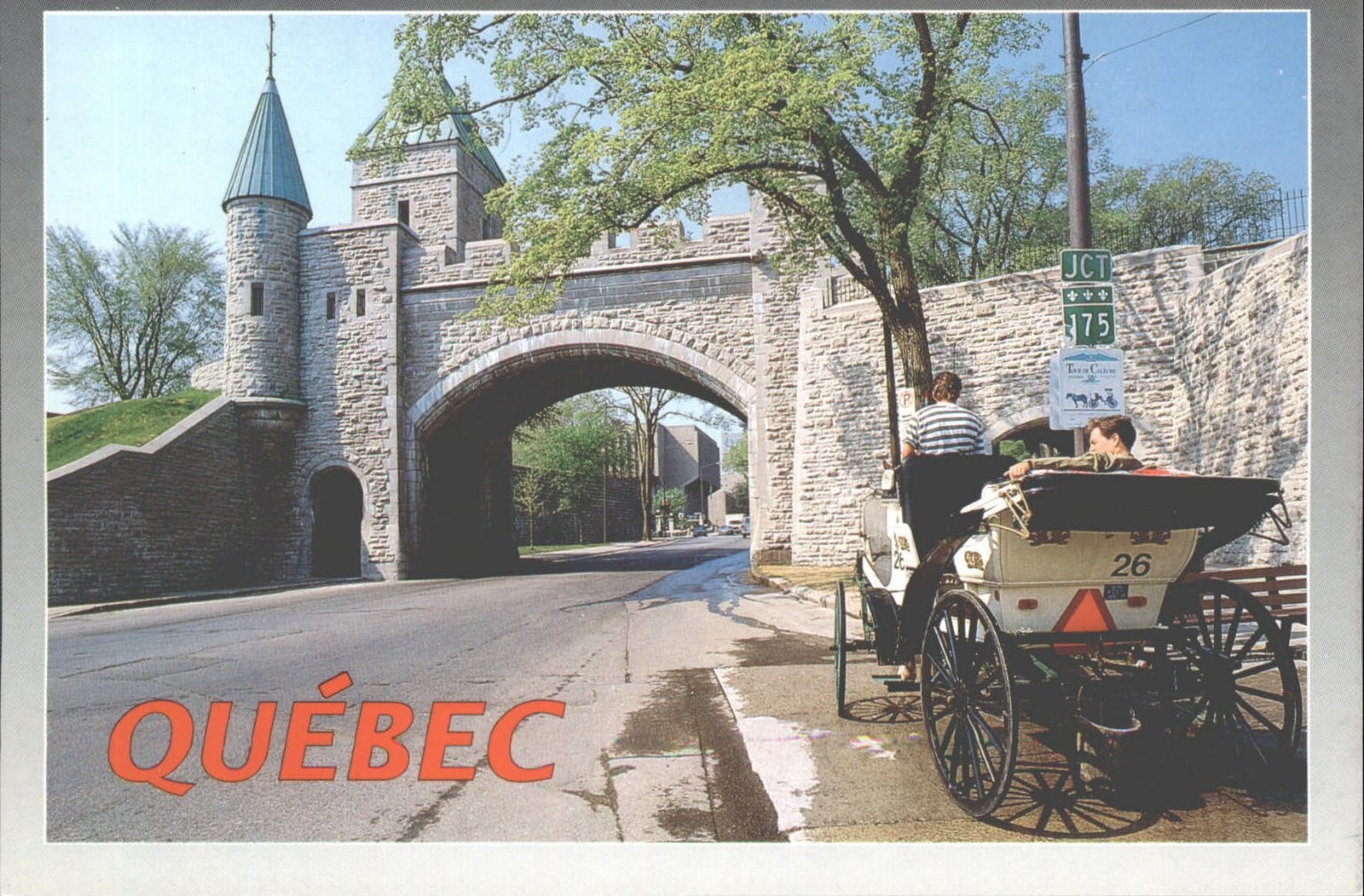Quebec City Saint-Louis Gate Horse Carriage Chrome Postcard Canada