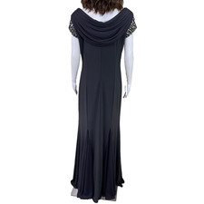 Alex Evenings Draped back Evening Gown Size 12 Charcoal Gray Flowy Party, Gala